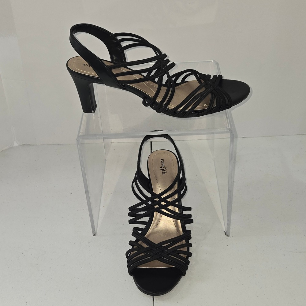 East 5th Niko Black Strappy Slingback Heeled Sandals Womens 9.5M EF Niko AD106